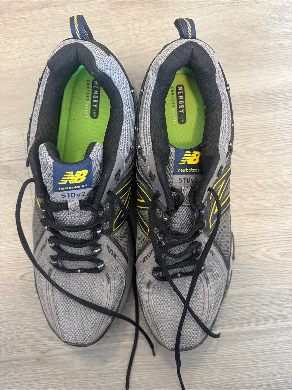 New Balance Men's Gray and Yellow 510v2 Athletic Running Shoes